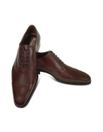Handmade Burgundy Leather Cap Toe Oxford Shoes