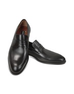 Fratelli Rossetti Black Calf Leather Penny Loafer Shoes