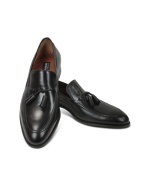 Black Calf Leather Tassel Loafer Shoes