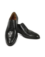 Black Calf Leather Wingtip Oxford Shoes
