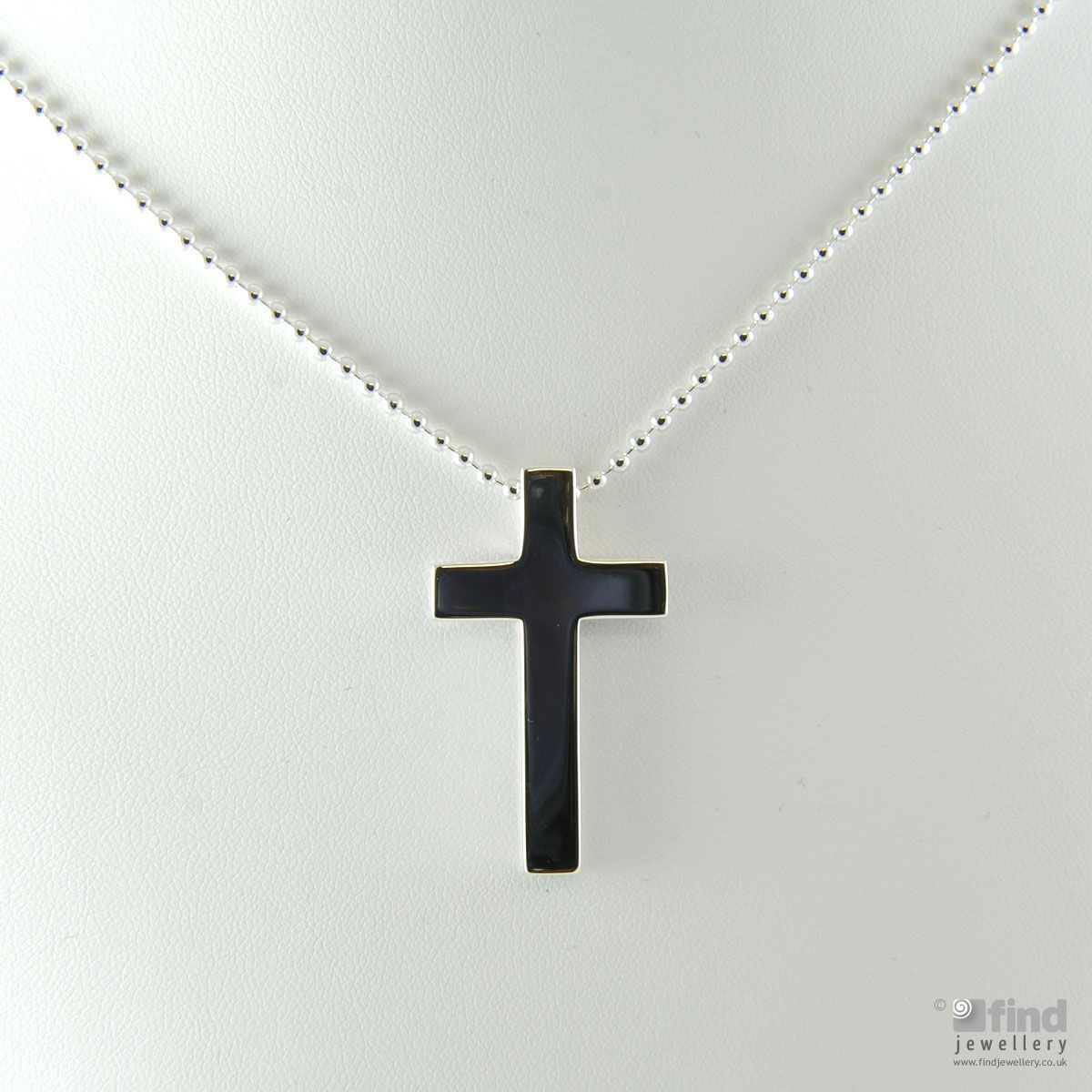 Mens Sterling Silver Cross Pendant and Ball Chain