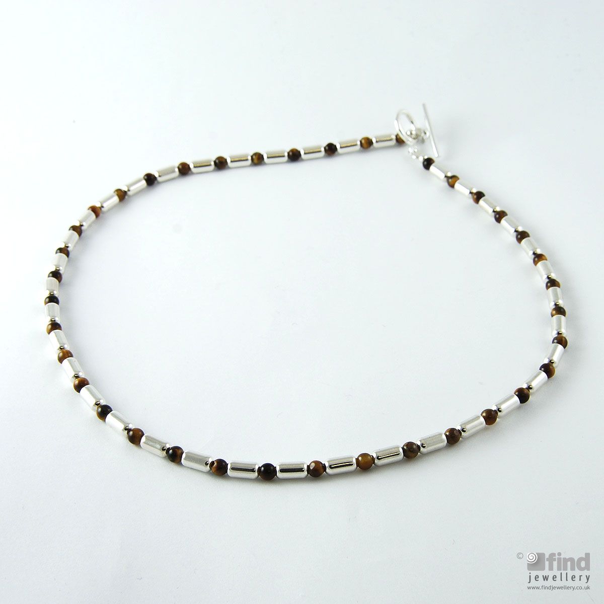 Mens Tigers Eye Sterling Silver Necklace