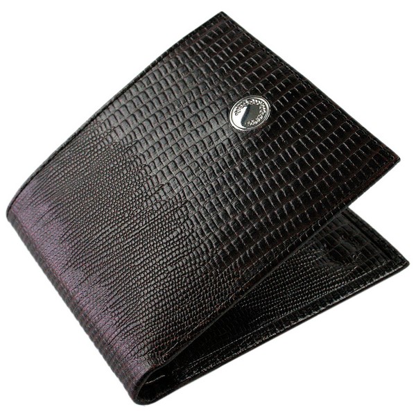Black Mock Iguana Leather Billfold Wallet by
