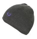 Grey Beanie Hat with Purple Logo