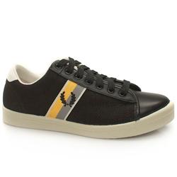 Fred Perry Male Di Plimsole Leather Upper Fashion Trainers in Black and White, Stone