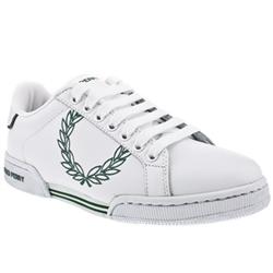 Male Fred Perry Woodspring Leather Upper Fashion Trainers in White and Green