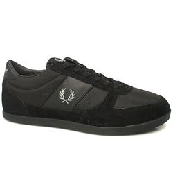 Fred Perry Male Low Cupsole Suede Upper Fashion Trainers in Black, White