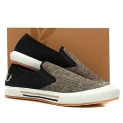 Fred Perry Male Slip On Plimsole Fabric Upper Fashion Trainers in Black