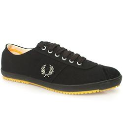Fred Perry Male Table Tennis Fabric Upper Fashion Trainers in Black and Gold, White and Blue