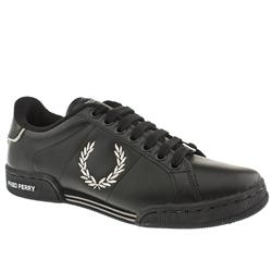 Fred Perry Male Thursley Pin Punch Leather Upper Fashion Trainers in Black and Silver