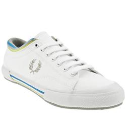 Fred Perry Male Tipped Cuff Canvas Fabric Upper Fashion Trainers in White and Grey