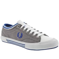 Fred Perry Male Tipped Cuff Jersey Fabric Upper Fashion Trainers in White and Grey