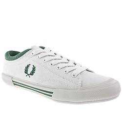 Fred Perry Male Tipped Cuff Towelli Fabric Upper Fashion Trainers in White and Green