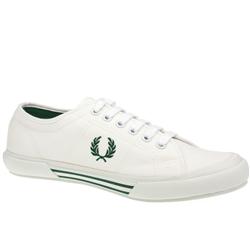 Male Vintage Tennis Canv Fabric Upper Fashion Trainers in White and Green