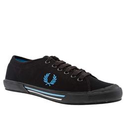 Fred Perry Male Vintage Tennis Canvas Fabric Upper Fashion Trainers in Black and Blue, Green