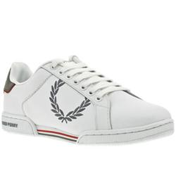 Fred Perry Male Woodspring Embroide Leather Upper Fashion Trainers in White
