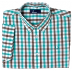 Mens Laundered Tonal Check Shirt Green