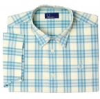 Mens Tinted Poplin Check Shirt Green