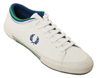 Fred Perry Tipped Cuff White/Blue Canvas Trainers