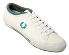 Fred Perry Tipped Cuff White/Blue Leather Trainer