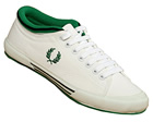 Fred Perry Tipped Cuff White/Green Canvas Plimsoll