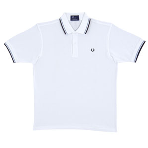 Tipped Polo Shirt- White- Small