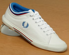 Fred Perry White/Blue Tipped Cuff Leather Trainers