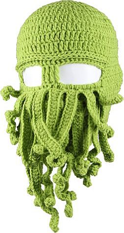 FreeFisher  Unisex Barbarian Beard Hat Beanie Handmade Octopus Hat Green