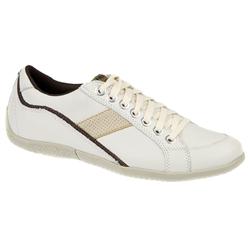 Male FREE1111 Leather Upper Textile Lining Casual Shoes in White-Coffee