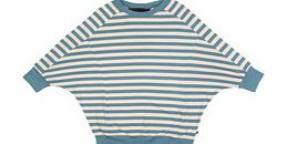 8-13yrs blue stripe batwing top