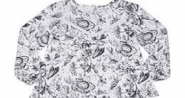 8-15yrs black and white floral top