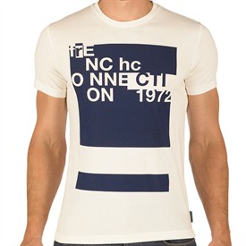 French Connection Mens Block T-Shirt Milk/Blue