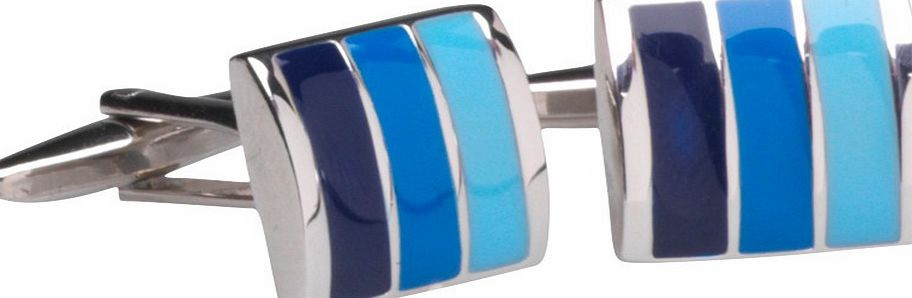 French Connection Mens Cufflinks 20 Blue Stripes