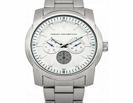 French Connection Mens White Silver Bracelet Watch