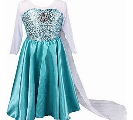 freshbaffs Disney Frozen Princess Elsa Inspired Dress up Costume Party Dress (7-8years)