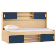 Cabin Bed with Overbed Storage, Blue &