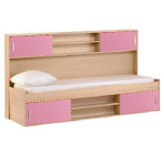 Cabin Bed with Overbed Storage, Pink &