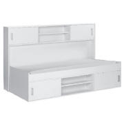 Cabin Bed with Overbed Storage, White &