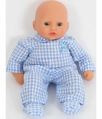 BLUE ROMPER/NAPPY/BOOTIES OUTFIT BY FRILLY LILY FOR 12-14 INCH 30-35 CM DOLLS SUCH AS GOTZ,CORROLE,ZAPH,MY LITTLE BABY BORN,MY FIRST BABY ANNABELL.[ DOLL NOT INCLUDED]
