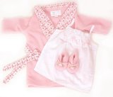 DOLLS WRAP DRESSING GOWN , NIGHTDRESS AND SLIPPERS NIGHT TIME SET18-20 INS DOLLS AND BEARS