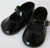 FRILLY LILY MEDIUM SIZE BLACK PATENT DOLLS SHOES