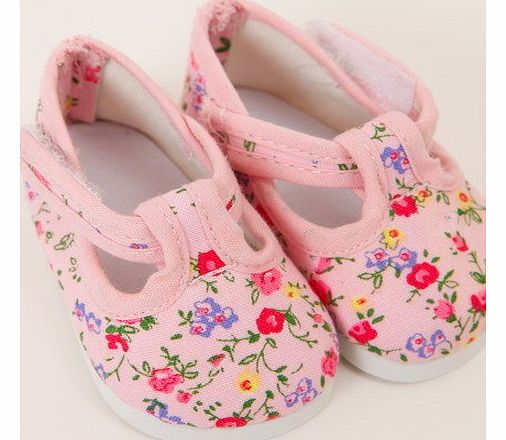 FRILLY LILY Pink Flower Dolly Doodle Shoes large size 8.2 cmx 4.2cm.TO FIT DOLLS SUCH AS 46 CM BABY ANNABELL
