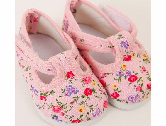 Pink Flower Dolly Doodle Shoes small size 6 x 3.5 cm.TO FIT DOLLS SUCH AS 43 CM BABY BORN AND TINY TEARS