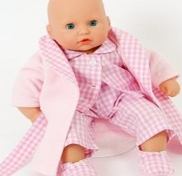 PINK NIGHTIME SET FOR MY LITTLE BABY BORN , DRESSING GOWN, PYJAMAS AND SLIPPERS BY FRILLY LILY [ DOLL NOT INCLUDED]