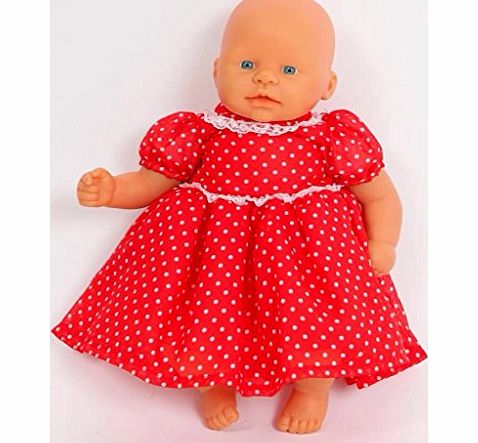 FRILLY LILY Red Spotty Party Dress by Frilly Lily for 12-14 inch 30-36 cm dolls ,such as My Little Baby Born, and My First Baby Annabell DOLL NOT INCLUDED