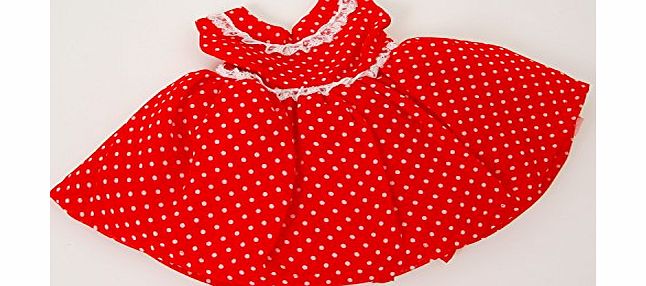 FRILLY LILY RED SPOTTY PARTY DRESS FOR CABBAGE PATCH KIDS DOLLS 14-17 INCH