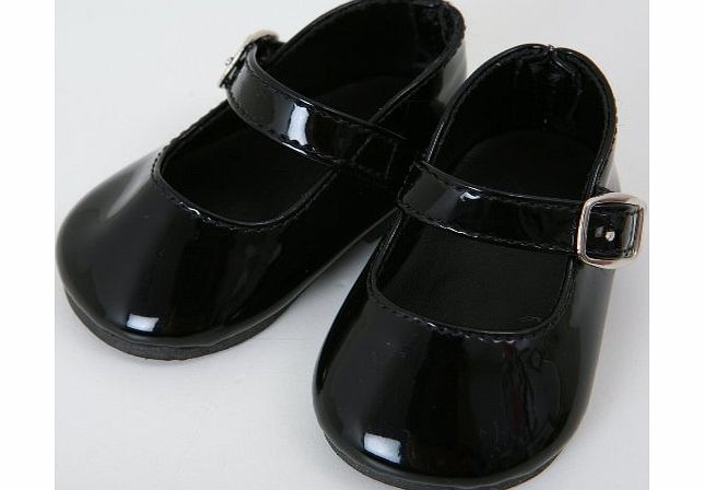 SMALL MARY JANE BLACK PATENT DOLLS SHOES 6 X 3.5 CM To fit dolls such as 43 cm baby born