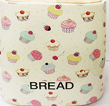fromeuropewithlove Fairy Cupcakes Bread Bin Hand Decorated in the UK Cubic Ceramic Bread Bin / Bread Crock Free UK Delivery