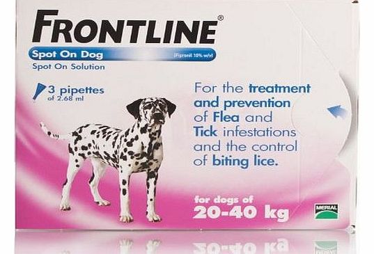 Frontline Spot On Flea Drops Large Dog 20-40Kg 3Pk