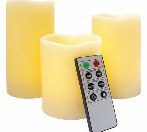 Frostfire Mooncandles - 3 Real Wax Flameless Candles with Timer and Remote Control